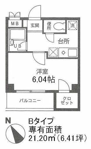 ベルテ正木(1K/2階)の間取り写真