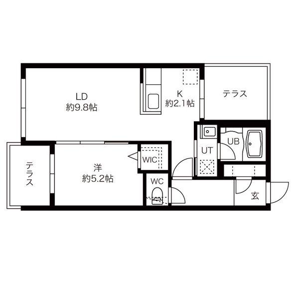 SENTIR東札幌(1LDK/1階)の間取り写真