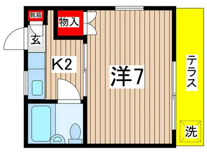 京王相模原線 京王稲田堤駅 徒歩3分 2階建 築38年(1K/1階)の間取り写真