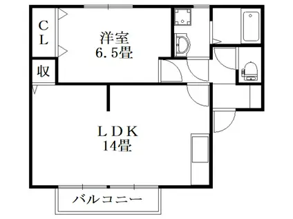 ローレル由美(1LDK/1階)の間取り写真