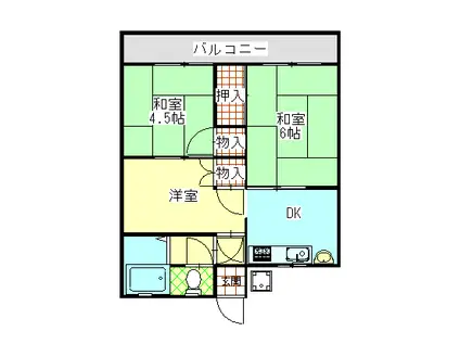 あけぼの荘(3K/2階)の間取り写真