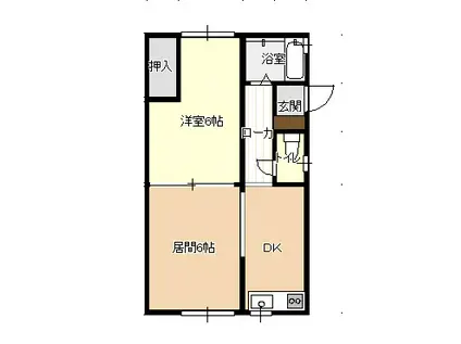 ハウスプラム(2DK/1階)の間取り写真