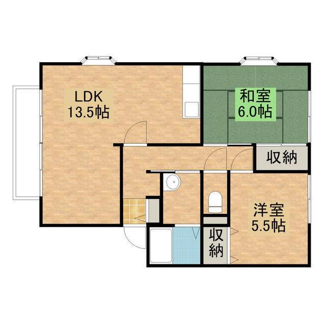 サンガーデンイママンE(2LDK/2階)の間取り写真