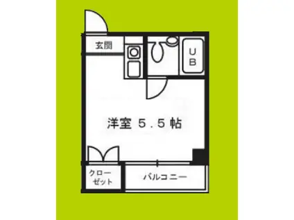ソレイユ朝潮(ワンルーム/2階)の間取り写真