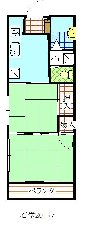 コーポ石堂(2DK/2階)の間取り写真