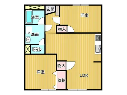 寺澤ハイツ(2LDK/5階)の間取り写真