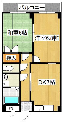 大塚ハイツ(2DK/3階)の間取り写真