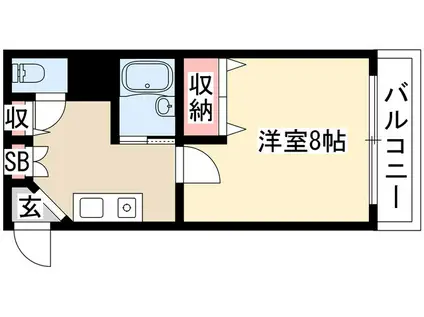 プレズントヨシダ(1K/6階)の間取り写真