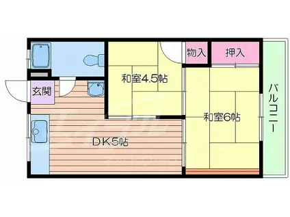 太陽ハイツ(2DK/3階)の間取り写真