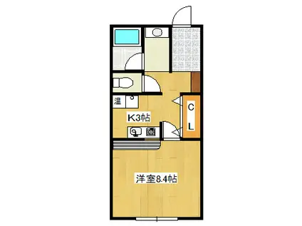 アンビエンテ(1K/1階)の間取り写真