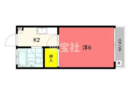 コーポラス笹貫 B棟(1K/1階)の間取り写真