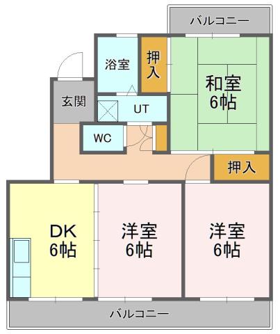 フラワービレッジ(3DK/3階)の間取り写真