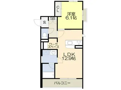 リラフォート江坂(1LDK/3階)の間取り写真
