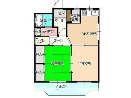 櫛原ハイツ(2DK/1階)の間取り写真