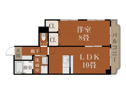 サンパレス新屋敷(1LDK/5階)の間取り写真