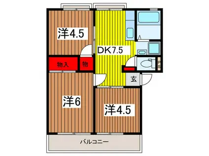 第3ヨコミゾハイツ(3DK/2階)の間取り写真