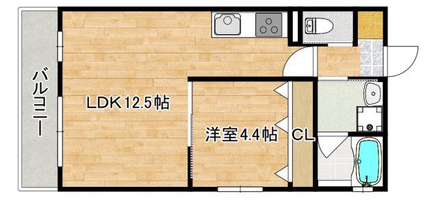 ラ・ローザII(1LDK/3階)の間取り写真