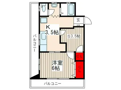 コーポ塚田(1SK/4階)の間取り写真