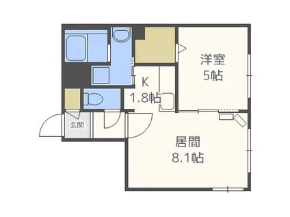 グランメール 宮の沢駅(1LDK/1階)の間取り写真