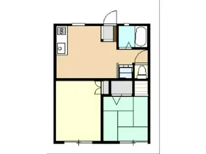ベルシオン2(2DK/1階)の間取り写真