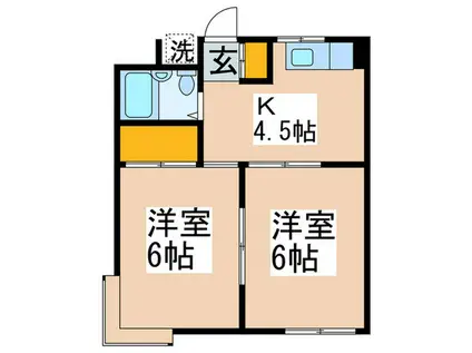 宮崎台田園マンション(2K/3階)の間取り写真