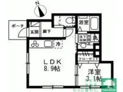 大田区北馬込2丁目PJ(1LDK/1階)の間取り写真