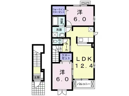 カーサ神立 C(2LDK/2階)の間取り写真