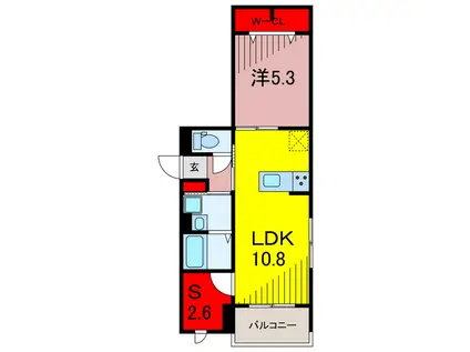 グラナーデ六町II(1SLDK/2階)の間取り写真