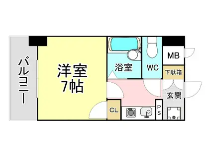 ライオンズマンション三萩野駅前(1K/4階)の間取り写真