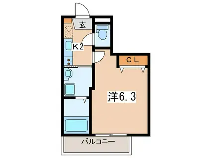 サントリーニ横浜(1K/4階)の間取り写真