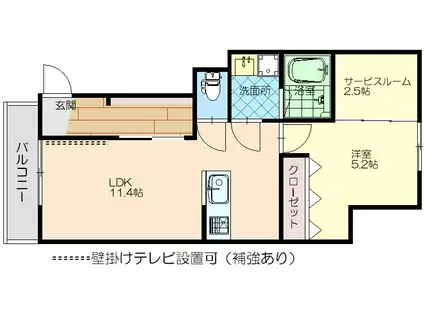 MORE JOY(1LDK/2階)の間取り写真