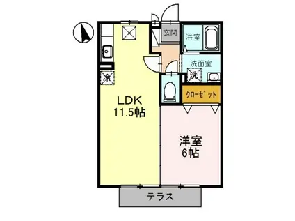 リバーサイド桂川B棟(1LDK/2階)の間取り写真