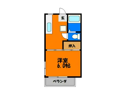 コーポ飯田(1K/2階)の間取り写真