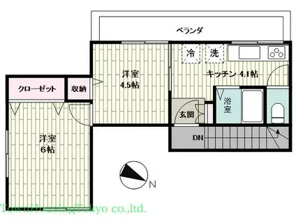 東急田園都市線 駒沢大学駅 徒歩2分 2階建 築60年(2K/2階)の間取り写真