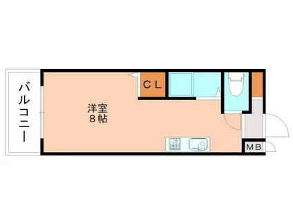 サンフィールドII古賀(ワンルーム/4階)の間取り写真