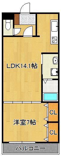コーポランド浅生(1LDK/8階)の間取り写真