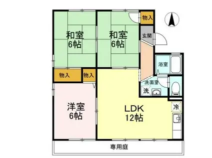 エレガンス西市 G棟(3LDK/1階)の間取り写真