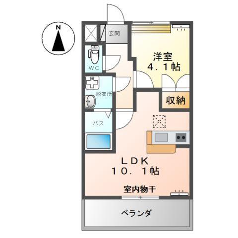 ウッドペッカー・西(1LDK/1階)の間取り写真