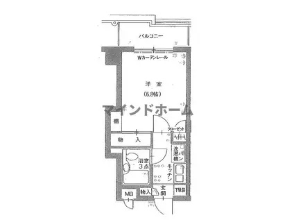 ダイアパレス北安江(1K/3階)の間取り写真