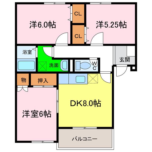 エクセレントハイツコスモI(3DK/1階)の間取り写真