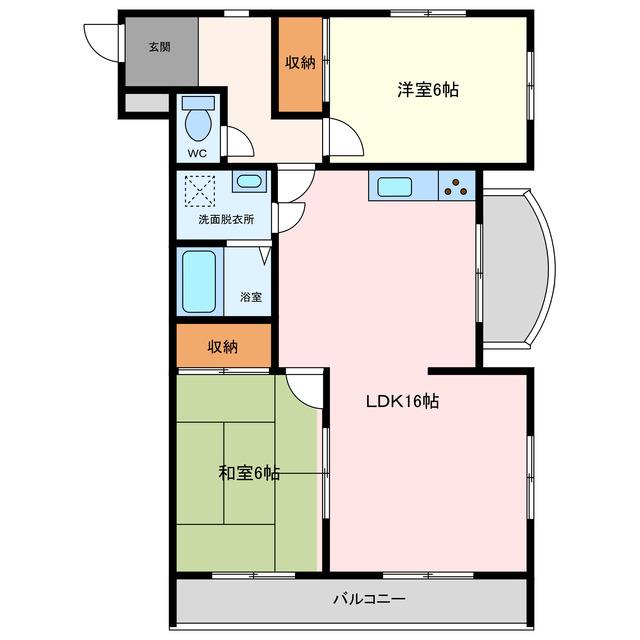セントラル宮本(2LDK/2階)の間取り写真