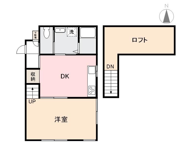 Kコーポ(1DK/2階)の間取り写真