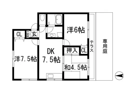 ボナミ田中ハイツ(3DK/1階)の間取り写真