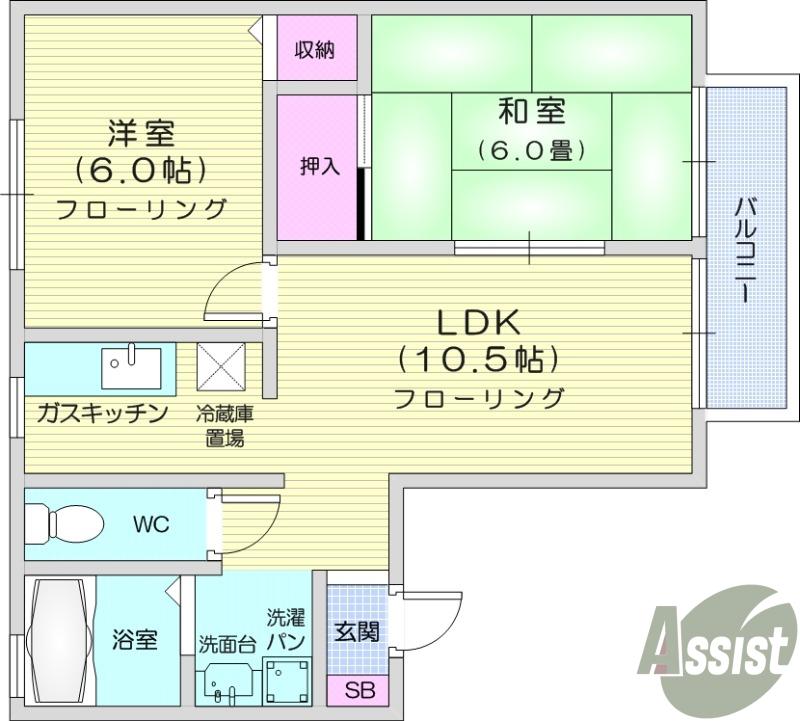 セントレージュA(2LDK/1階)の間取り写真
