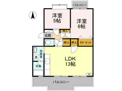 ピュアハイツ(2LDK/1階)の間取り写真