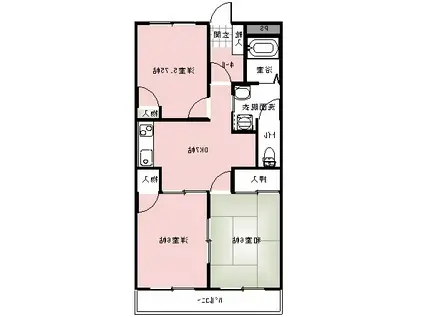 フジマンション(3DK/1階)の間取り写真