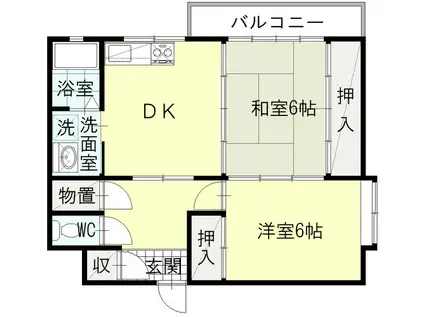 ブールバール・フジ(2DK/2階)の間取り写真