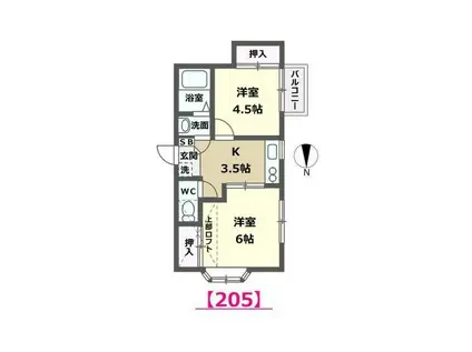 デイリー西泉(2K/2階)の間取り写真