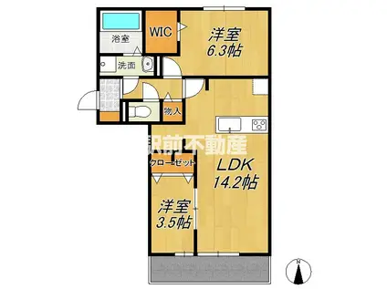 D-TOWN神埼 I(2LDK/1階)の間取り写真
