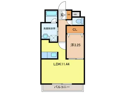 ドエル小串(1LDK/3階)の間取り写真